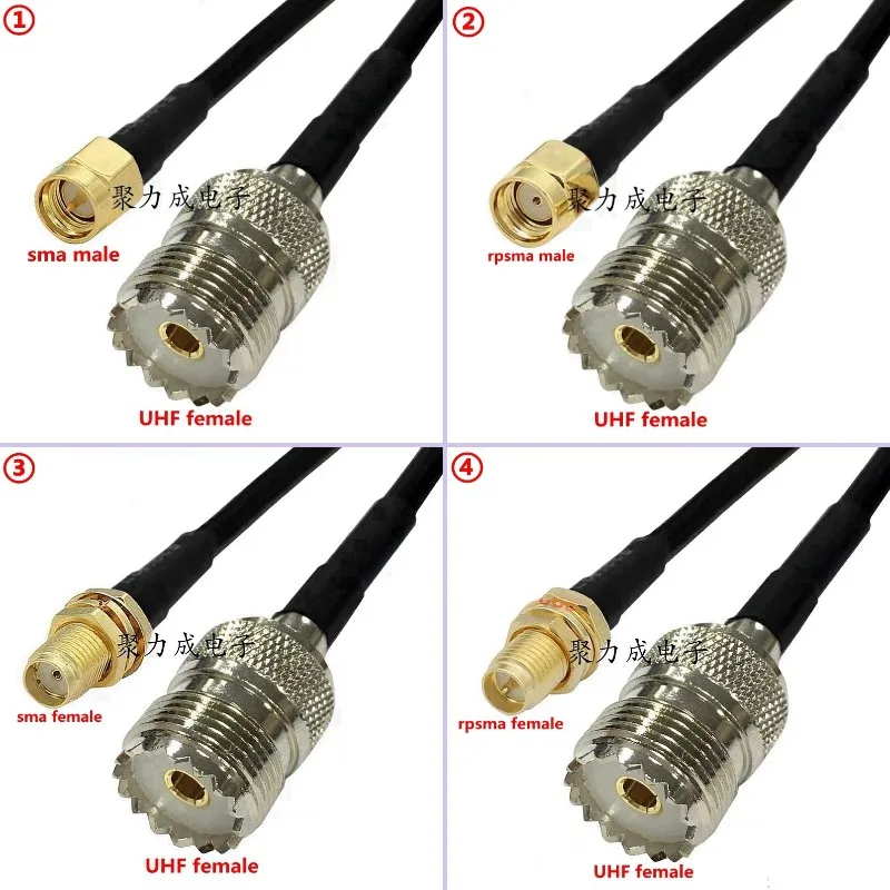 UHF SO239 hembra a SMA engarzado para conector de extensión de Cable RG58 RPSMA a SO239 UHF hembra engarzado para RG58 entrega rápida latón RF