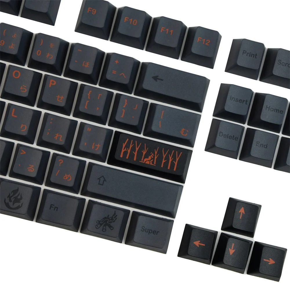 GMK Cinder 142 teclas PBT Keycap negro japonés Cherry perfil 5 tinte facial subcama Compatible Cherry MX Kailh Gateron Cross Switch - imagen 3