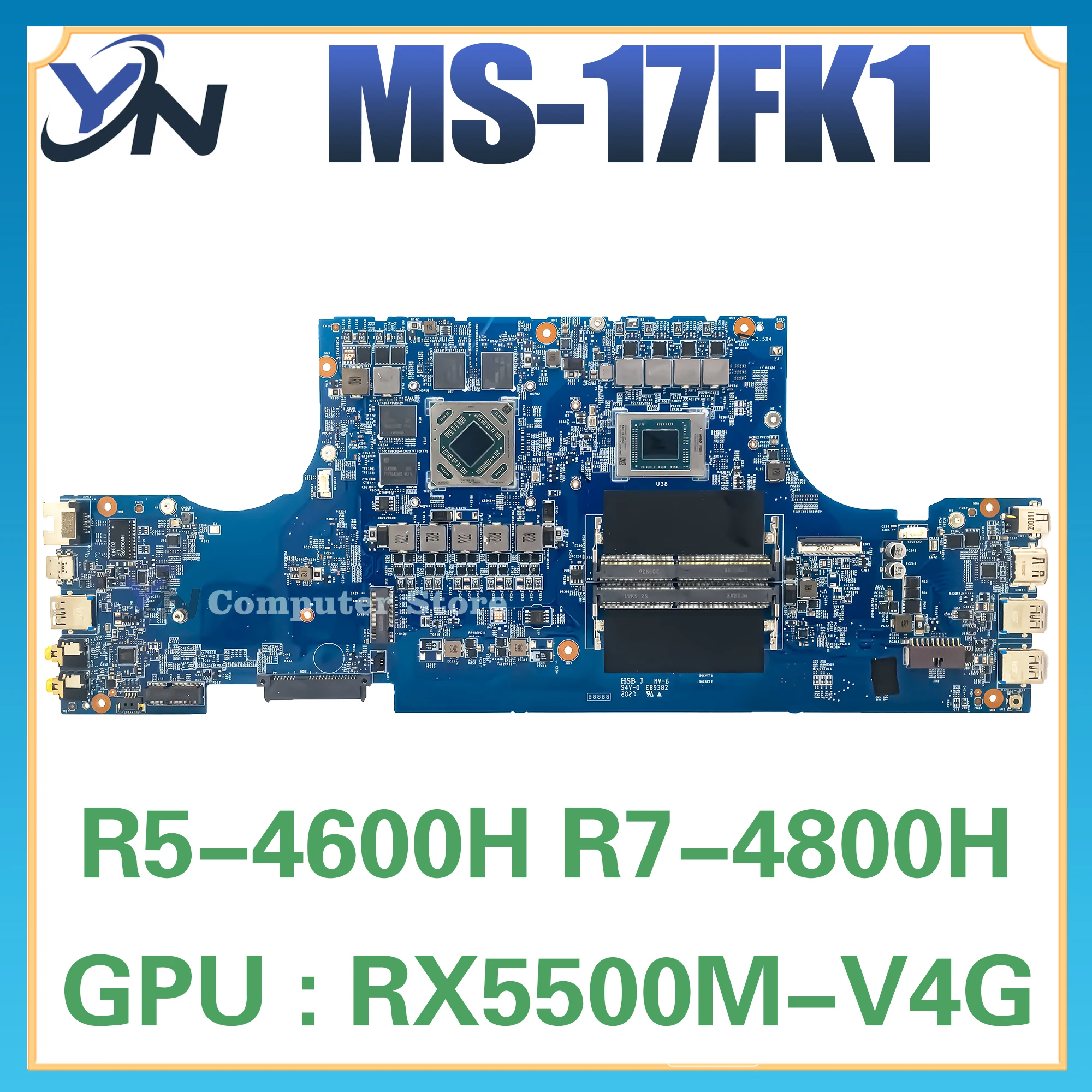 Placa base para ordenador portátil MS-17FK1 para MSI MS-17FK BRAVO 17 A4DDR R5-4600H R7-4800H RX5300-3G RX5500-4G placa base 100% prueba OK