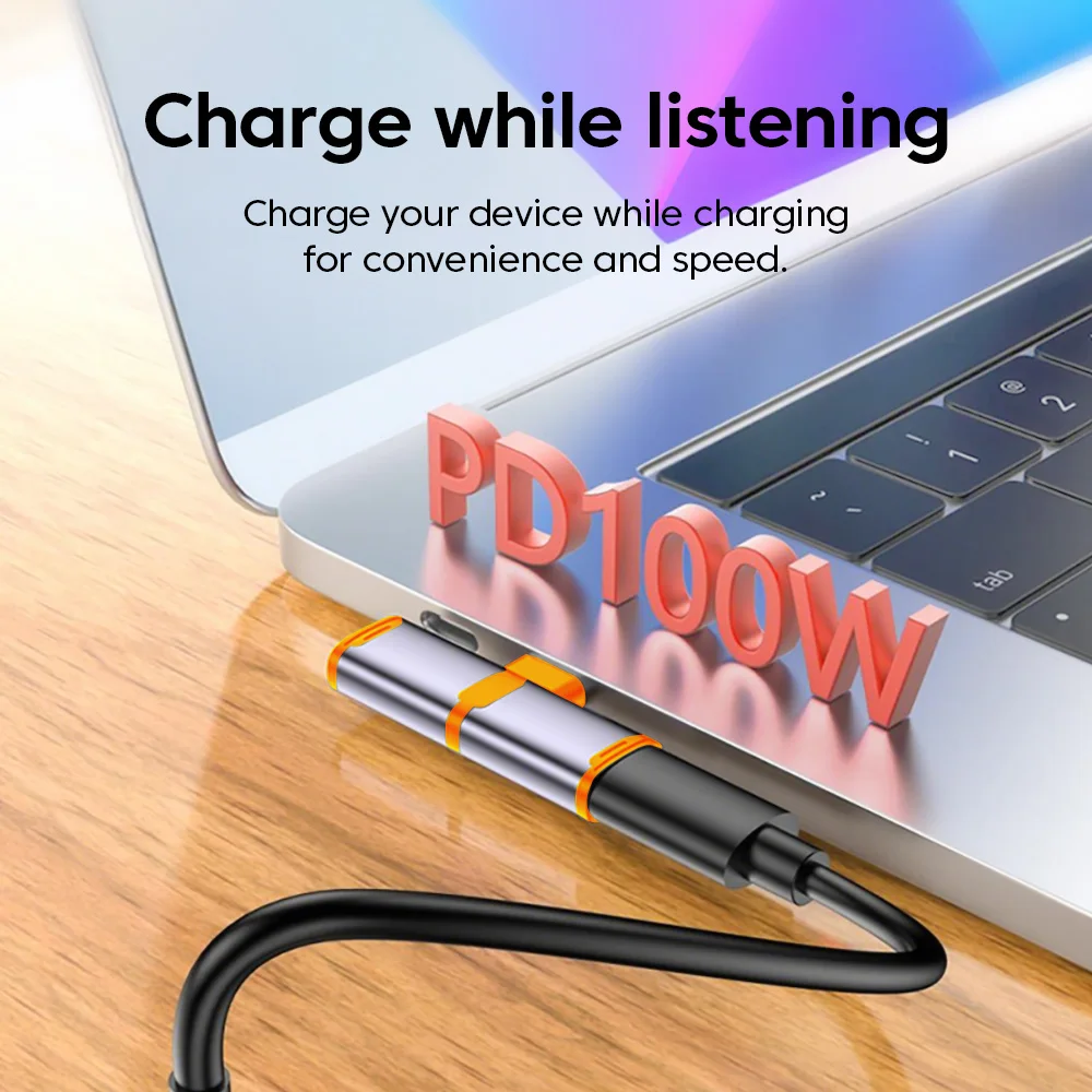 Adaptador de Audio Hifi para auriculares USB tipo C a ios 2 en 1, adaptador de carga rápida de 100W tipo c a tipo c para iPhone 15 16 17 iPad - imagen 5