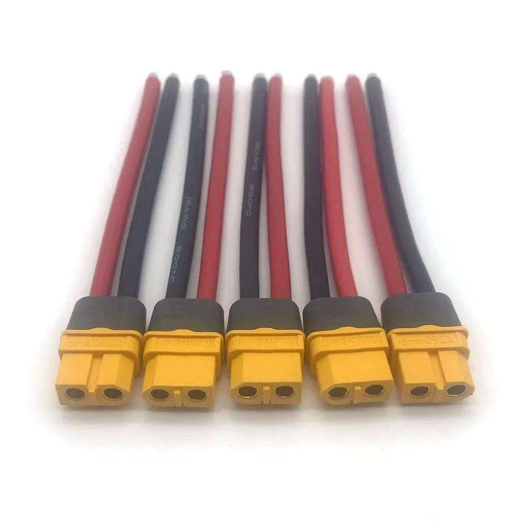 Cable de conexión de enchufe de conversión macho y hembra XT60, Conector de batería con cable de extensión de silicona, 12AWG, 10/20/30/ 50/100CM - imagen 2
