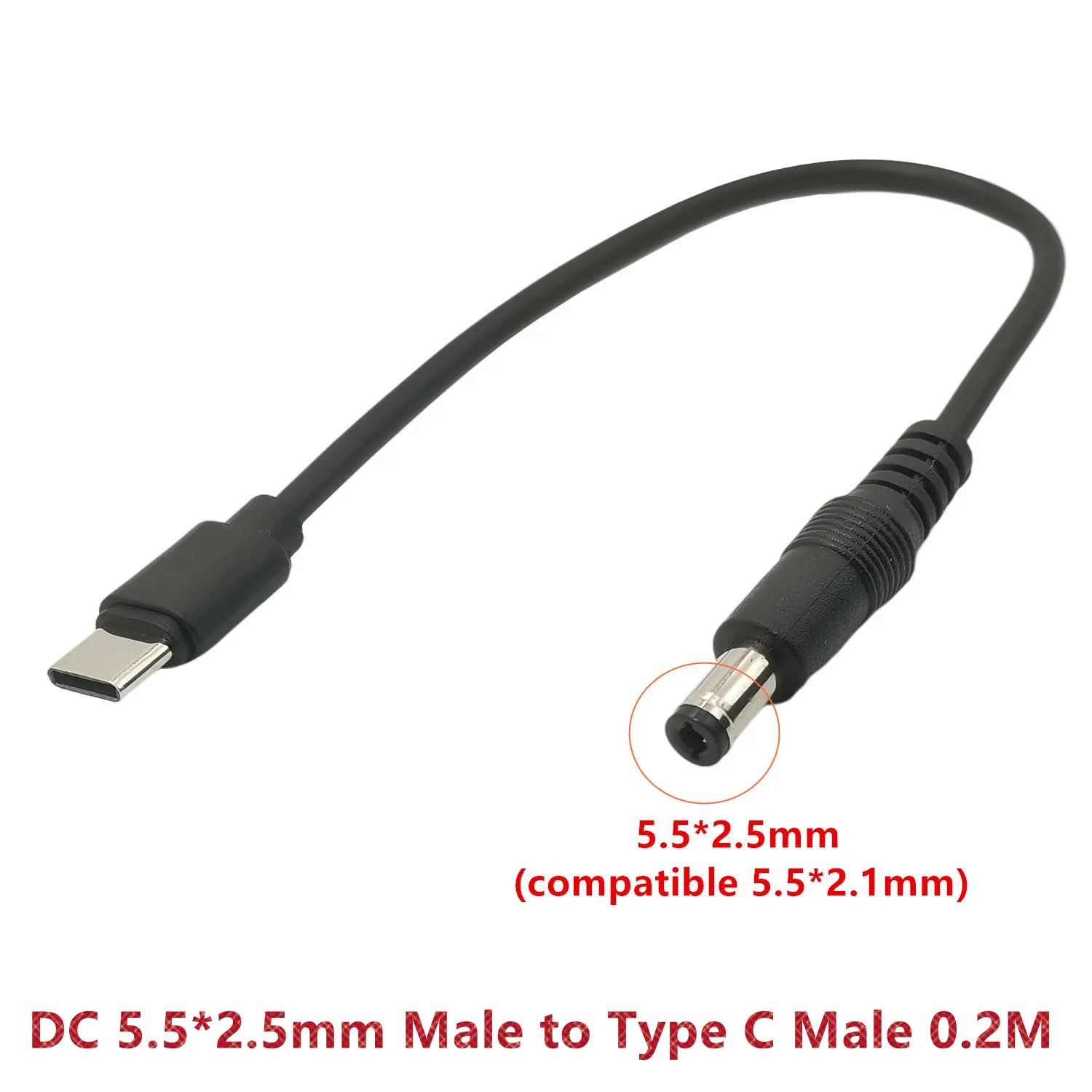 Cable DC tipo c macho a 5,5*2,1 macho 5521 conector de alimentación CC adaptador 5,5x2,1 convertidor USB tipo C 3,3 pies 1M - imagen 4