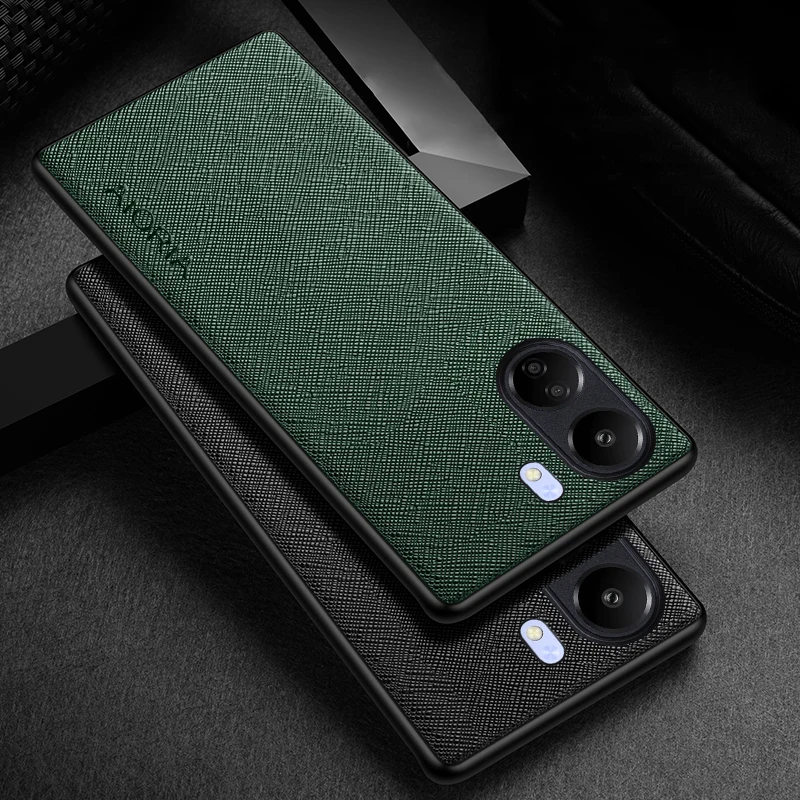 Funda de cuero con patrón cruzado para Xiaomi Redmi 13C, carcasa de lujo para poco c65