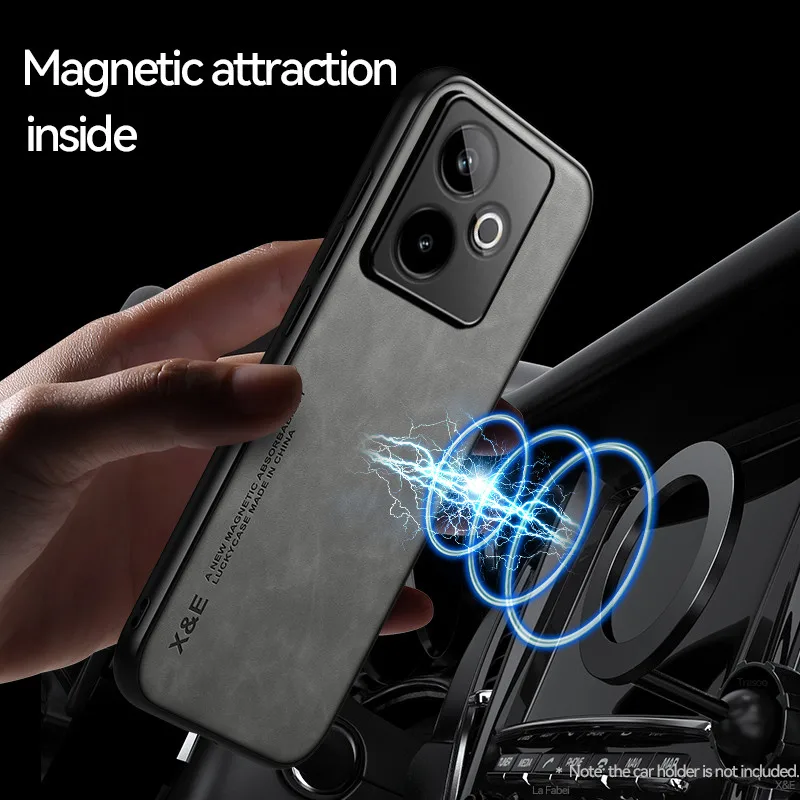 Para Realme GT7, GT 7T funda magnética ELVEV Vintage duradera sensación de piel PU cubierta de teléfono de succión de cuero - imagen 3