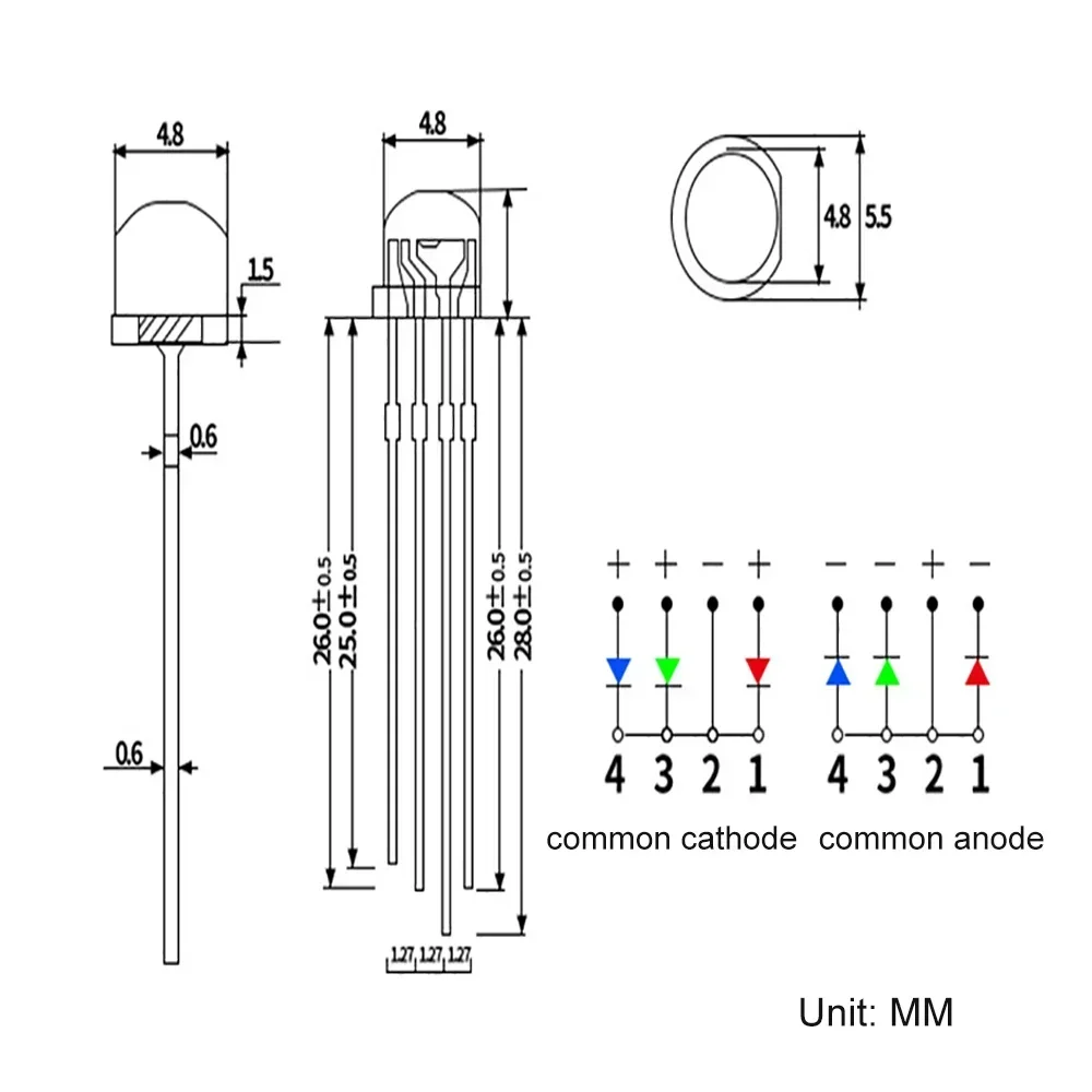 50 uds/100 Uds 5MM diodo LED RGB cátodo común/ánodo sombrero de paja diodos emisores de luz Kit de resistencia bombilla brillante indicador de lámpara - imagen 2