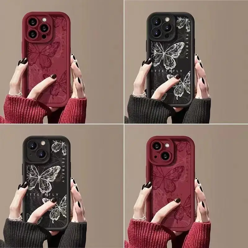 Funda de teléfono de pareja de silicona con mariposa morada para Xiaomi Redmi 9A 9C 10 10C 12 12C K30 K40 K50 Note 10 11 12 13 Pro 5G - imagen 4