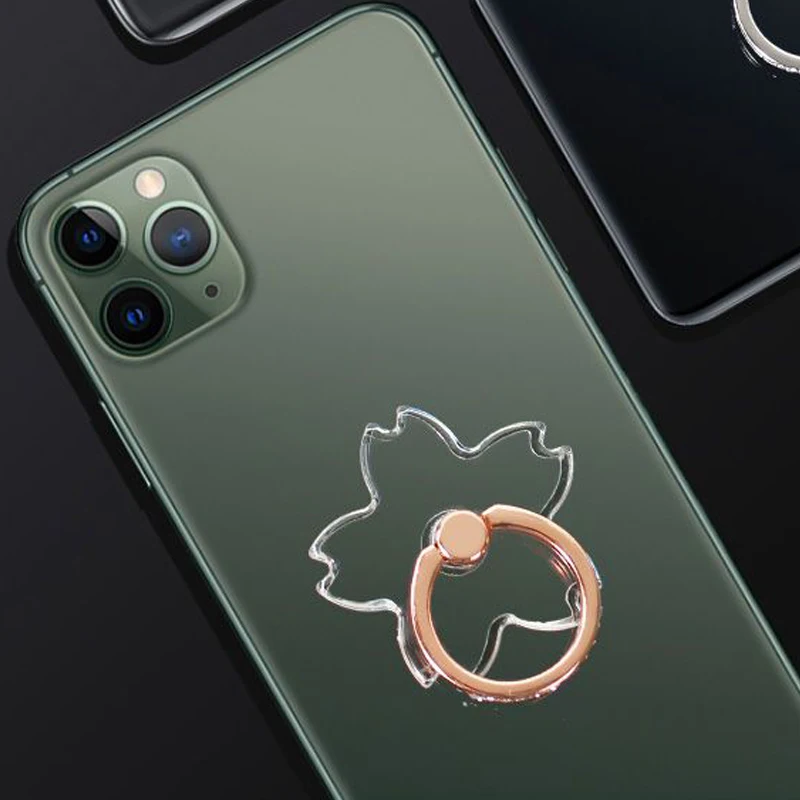 Anillo de dedo transparente Sakura, soporte para teléfono móvil para Samsung, accesorios para iPhone, soporte Universal para coche, soporte para teléfono inteligente - imagen 2