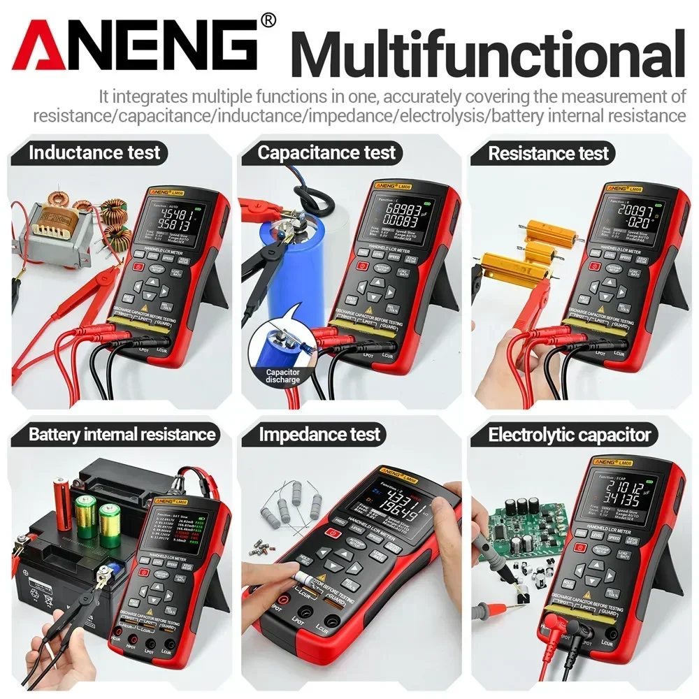 Multímetro Digital de puente LCR ANENG LM08, herramienta de prueba electrónica de inductancia de resistencia de capacitancia automática de alta precisión - imagen 5