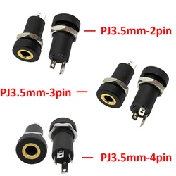 Conector de audio de 2/3/4 pines y 3,5mm, instalación de panel de soldadura estéreo de 2/3/4 polos, conector hembra para auriculares de 3,5mm con tuerca
