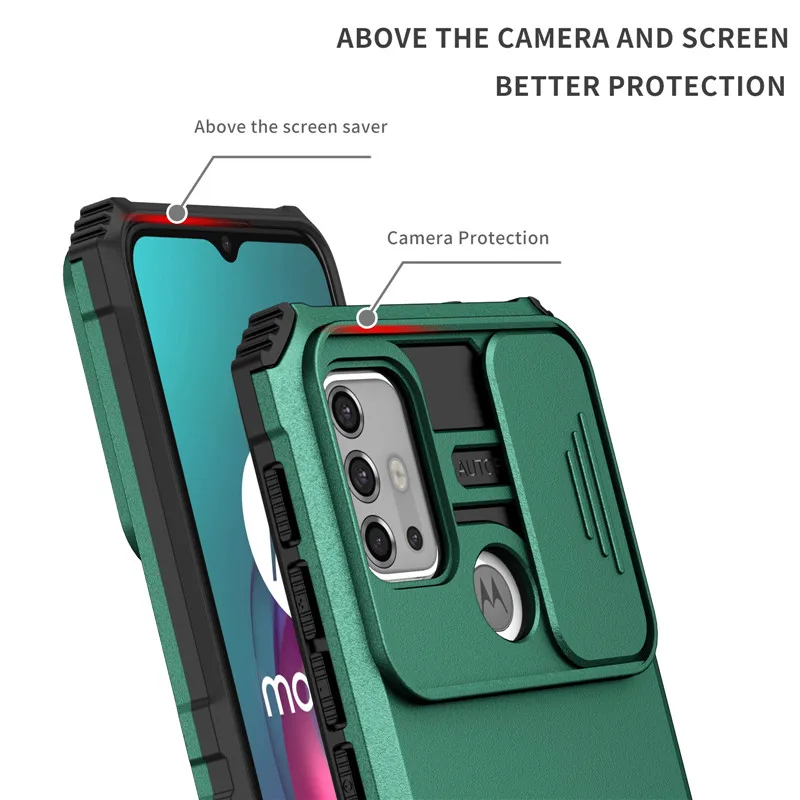 Para Motorola Moto G Stylus 5G G Pure Power 2021 funda deslizante lente de cámara fundas de armadura robuste para E7 E7i cubierta de soporte de energía - imagen 3