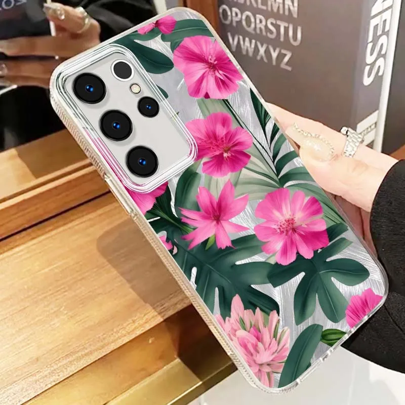 Funda con patrón de orquídeas a la moda para Samsung Galaxy A25 A24 A23 A22 A21S A15 A14 A13 A12 A06 A05 A04, funda de teléfono con textura de plumas - imagen 5