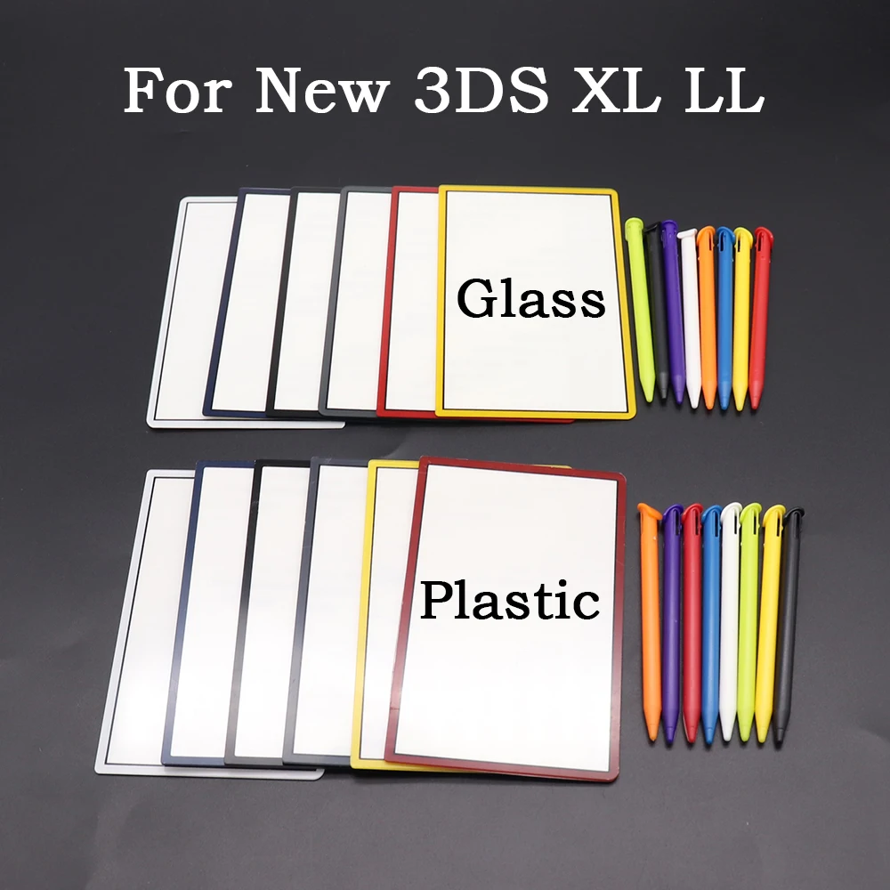 1 Juego para nueva cubierta de lente de pantalla LCD superior 3DS XL LL para nueva consola de juegos 3DS XL LL lápiz óptico de plástico Kit de Panel de protección superior