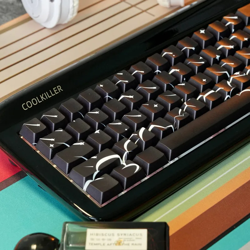Teclas de meteorito con perfil de cereza, Material PBT, juego completo pequeño para teclado mecánico personalizado, KIT de lluvia de meteoros negra