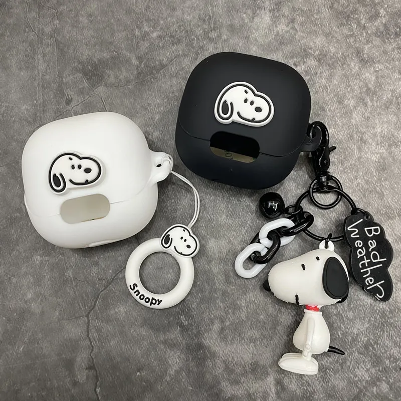 MINISO-funda para auriculares Snoopy para Anker Soundcore Liberty 4 NC/AeroFit Pro, funda protectora de silicona suave con llavero
