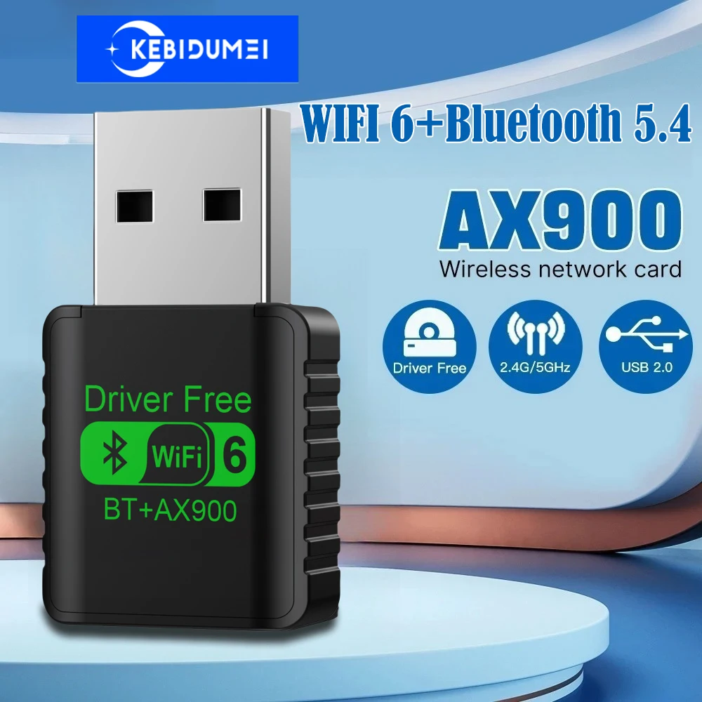 Adaptador WiFI USB 2 en 1 de 900Mbps, tarjeta de red inalámbrica Bluetooth 5,4, controlador de doble banda 2,4G 5GHz, Dongle USB gratuito para PC Win 10 11