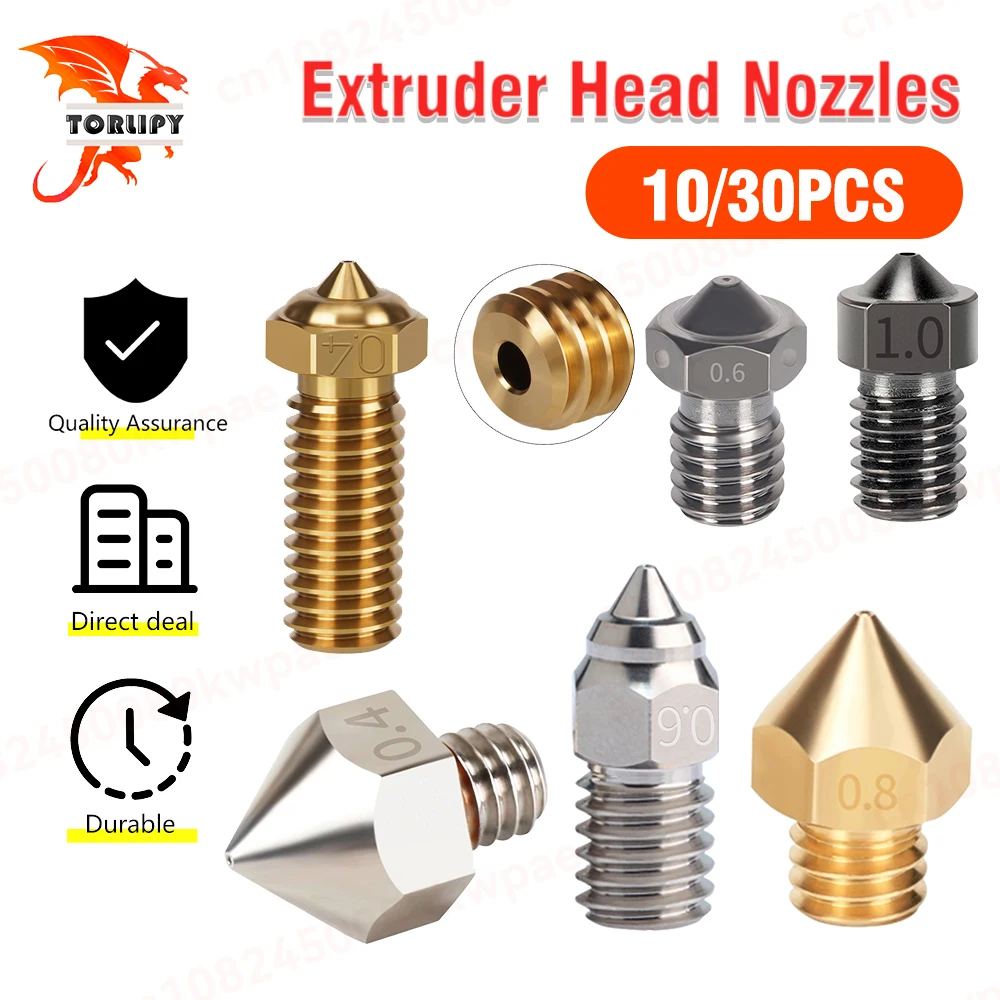 Boquillas de cabezal extrusor de 0,2/0,3/0,4/0,5/0,6/0,8/1,0mm para filamento de 1,75mm Neptuno 4/E3D/ENDER 7, piezas de impresora 3D, 10/30 Uds.