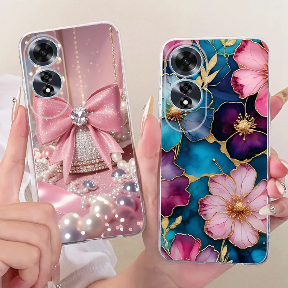 Para Oppo A60 4G Funda CPH2631 Funda de lujo con flores y mariposas pintadas Funda de teléfono suave y delgada para Oppo A60 A 60 OppoA60 5G Funda bolsas - imagen 2