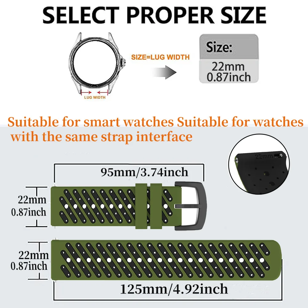 Correa de silicona de 22mm para Samsung Galaxy Watch 3, pulsera de 45mm para Galaxy Watch de 46mm Gear S3 Frontier, pulsera clásica - imagen 4