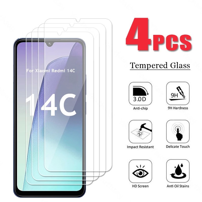 Para Xiaomi Redmi 14C vidrio Redmi 14C vidrio templado HD Protector de pantalla 9D película protectora Redmi 14C película templada de vidrio