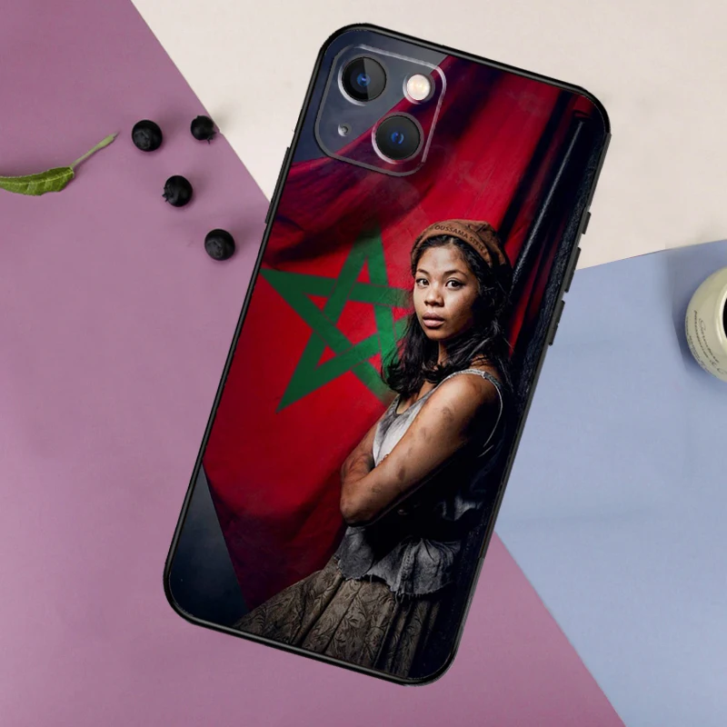 Maroc-funda con bandera de Marruecos para iPhone, carcasa trasera para modelos 14, 13, 11, 12, 16, 15 Pro Max, 12, 13 Mini, X, XR, XS MAX, 7, 8, 14, 16, 15 Plus - imagen 3