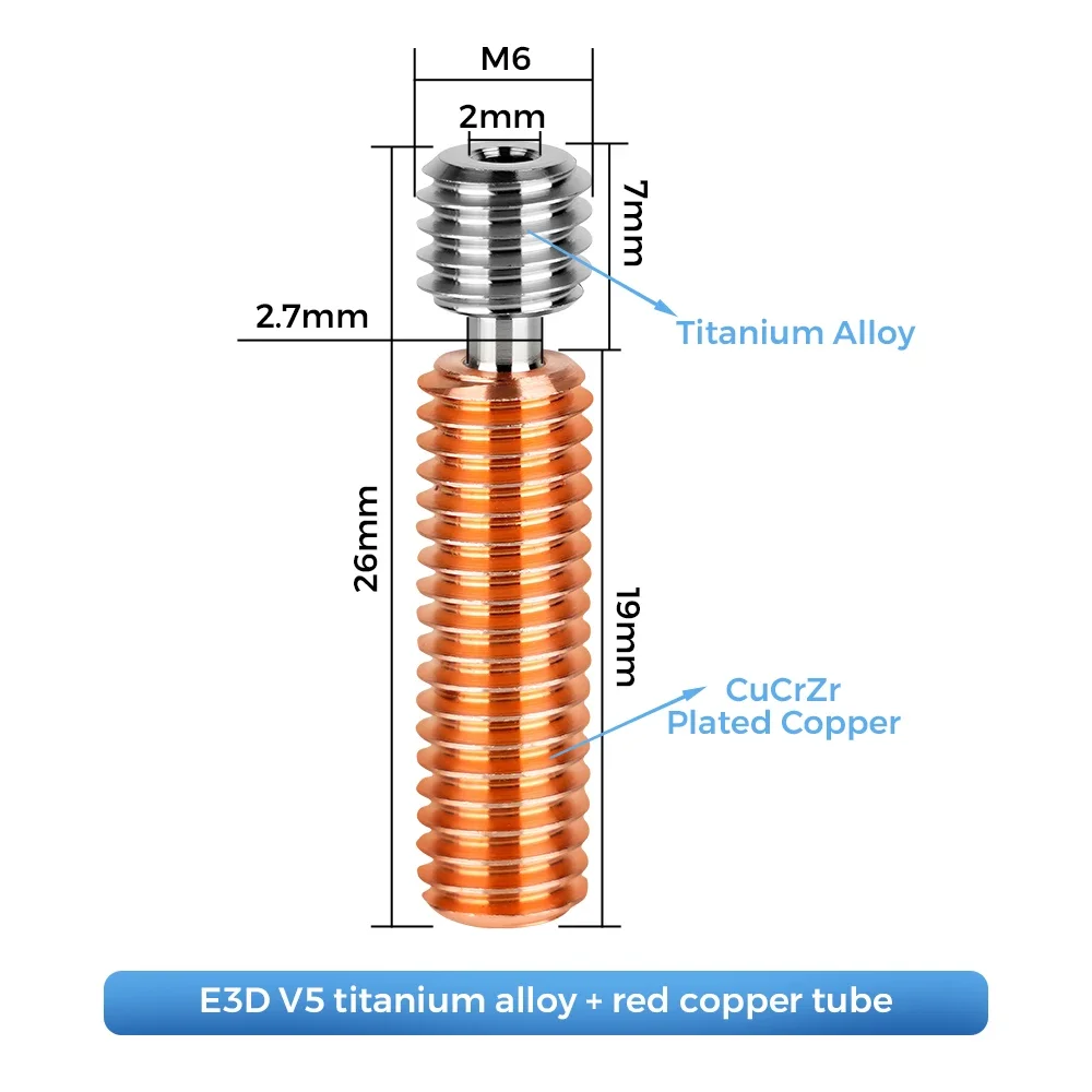 Piezas de impresora 3D E3D V6, garganta V5, CR10, Heatbreak bimetálico, cobre chapado, MK8, garganta para Ender 3 S1/Pro CR10S CR6 SE, alta calidad - imagen 4