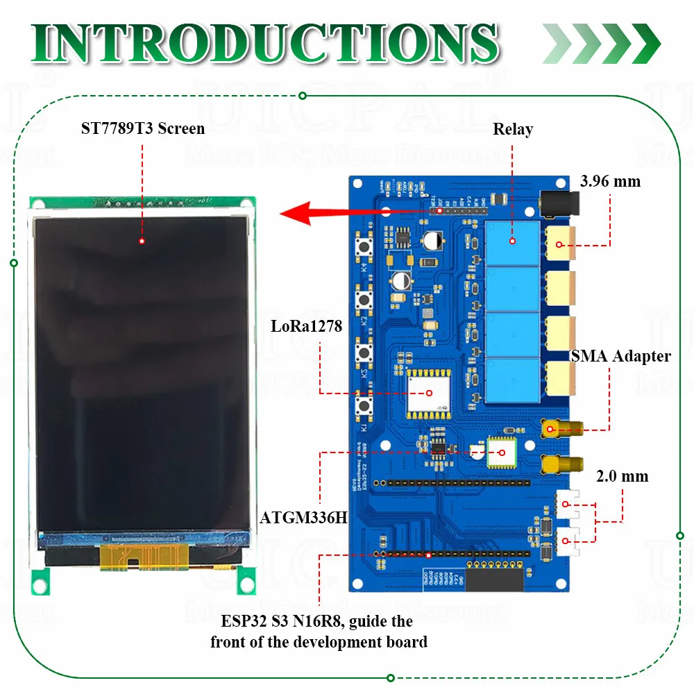 Kit de placa de desarrollo ESP32 S3 con pantalla de 3,2 pulgadas N16R8 BT módulo Wifi inalámbrico LoRa SX1276 ubicación GPS ATGM336H 4 relés - imagen 4