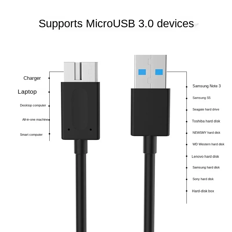 Cable de disco duro móvil de alta velocidad USB30 AM a cable de datos MicroB cableado de computadora digital - imagen 5