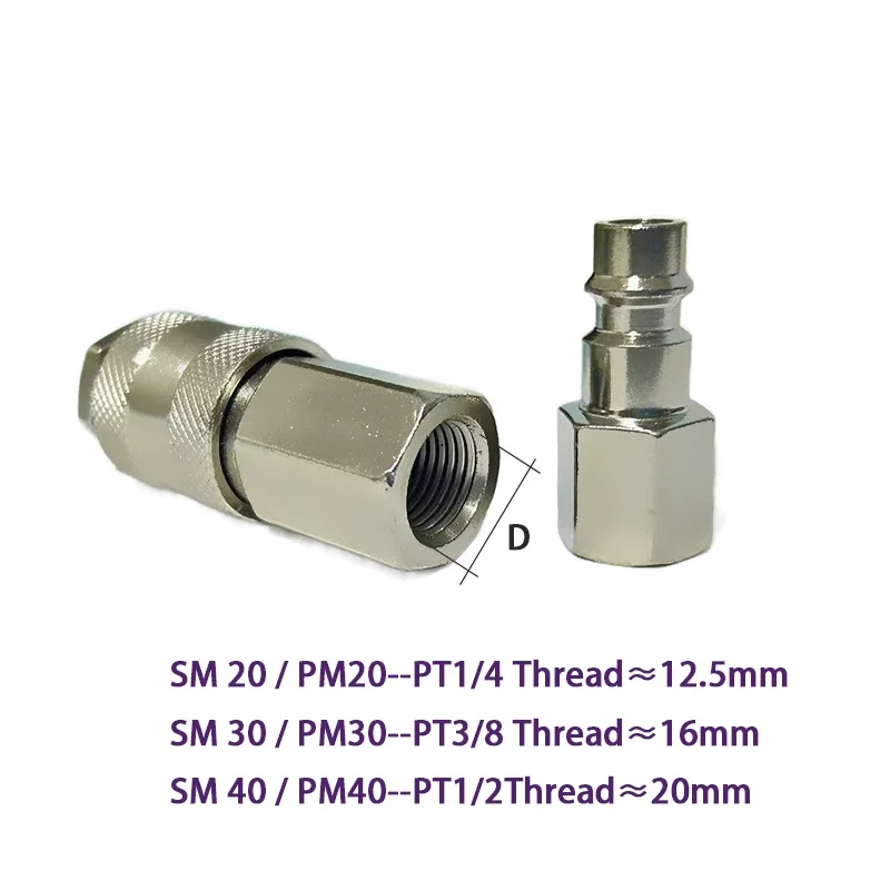 Conectores estándar de la UE, accesorios neumáticos de aire europeos para compresor BSPT, rosca 1/4 1/2, acoplamiento rápido, accesorio de manguera de empuje - imagen 3