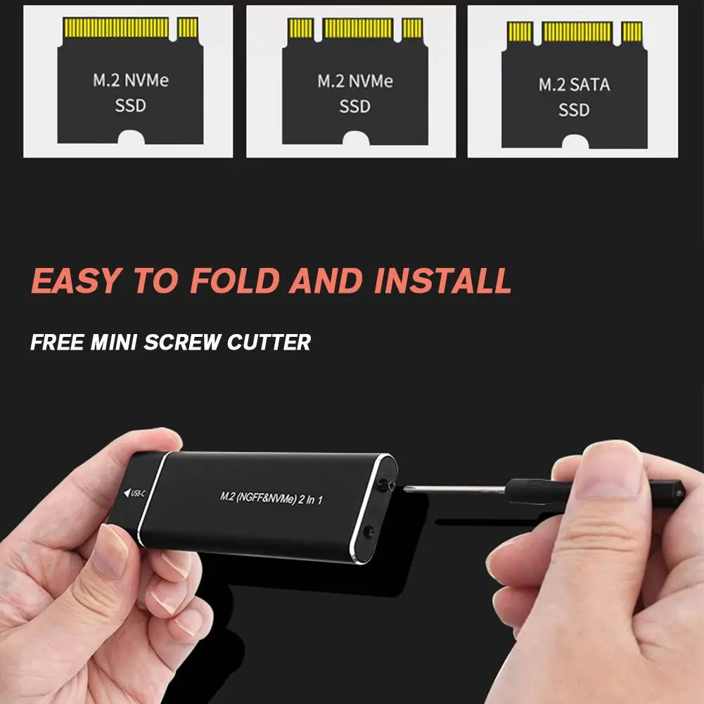Caja externa de unidad de estado sólido NVME M.2 2230/2242/2260/2280 M.2 a USB C 10Gbps SSD caja de aluminio tipo C para llave M y B & M - imagen 4