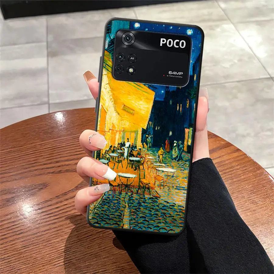 Funda para Xiaomi Poco C40 M3 M4 M7 Pro X3 X4 X5 X7 Pro C50 C61 C71 C75 F1 F3 M5 funda negra suave para teléfono Van Gogh girasoles - imagen 3