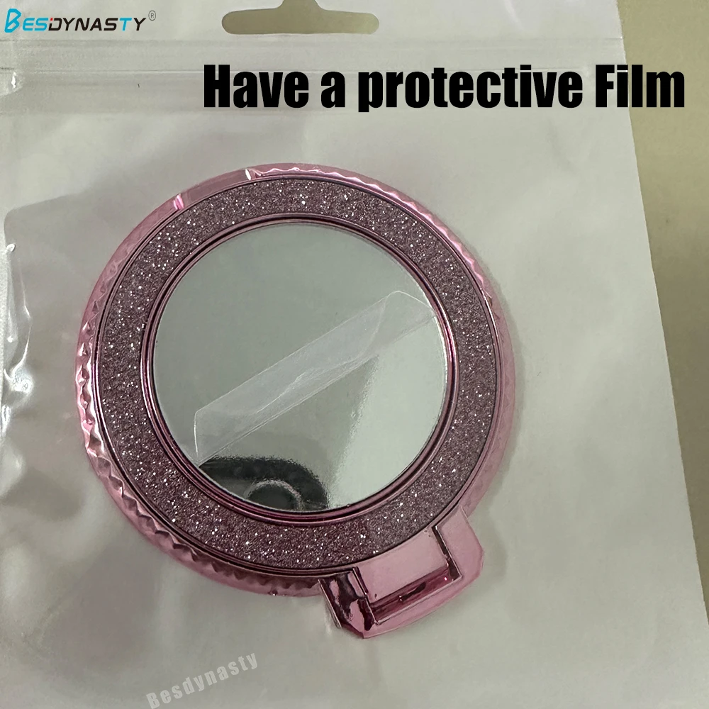 Adhesivo trasero magnético con estampado de diamantes de lujo 360 °   Soporte magnético para teléfono con espejo giratorio Adecuado para varios modelos de teléfonos - imagen 3