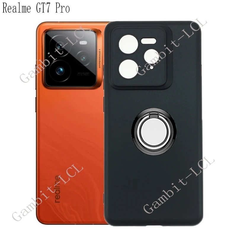 Para Realme GT7 Pro GT7Pro 6,78 "2024 RMX5010, RMX5011 soporte de anillo trasero funda de teléfono suave TPU Original cubierta a prueba de golpes