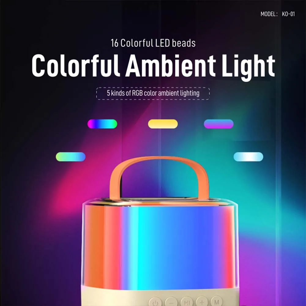 Altavoz NNBILI, máquina de Karaoke, micrófono Dual, 25W, altavoces estéreo de alta calidad, luz ambiental RGB, altavoces portátiles para fiestas - imagen 2