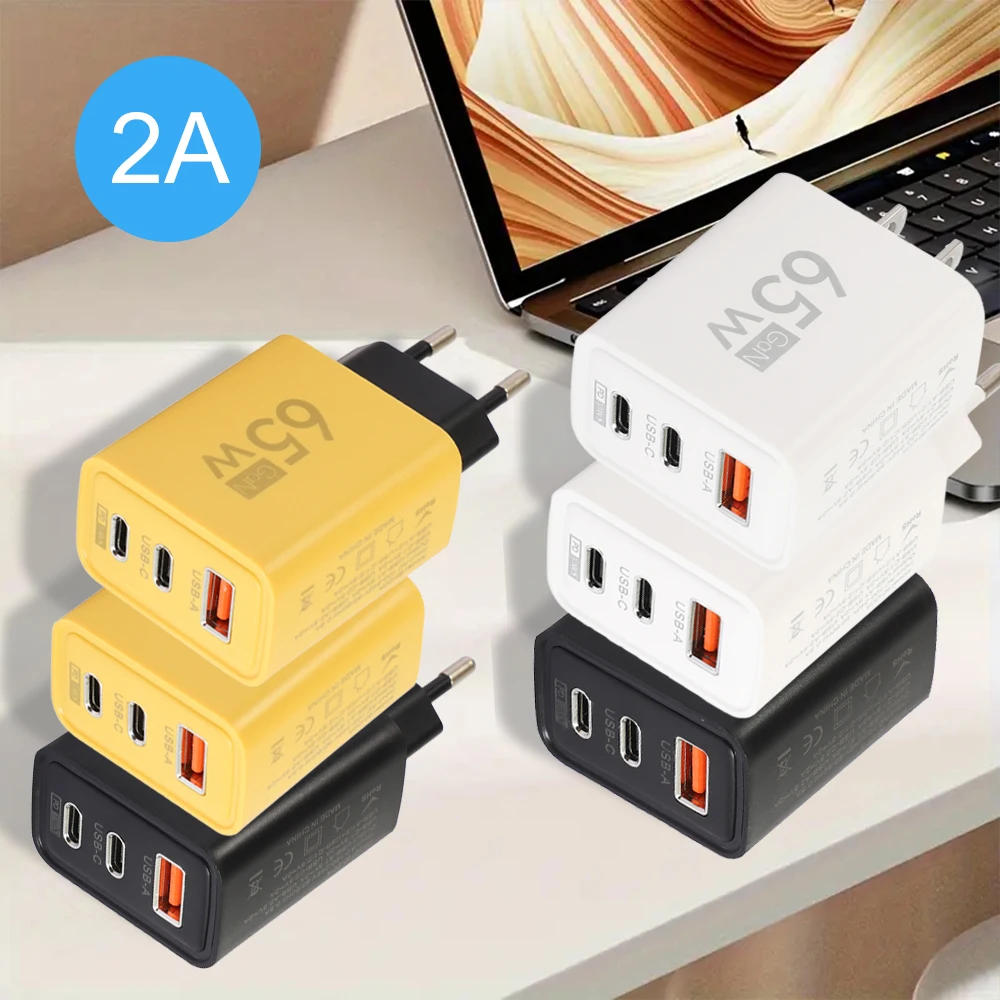 Cargador USB tipo C de carga rápida 2A, cargador de pared de carga USB + 2 tipos c para UE, EE. UU., adaptador de teléfono para iPhone, Xiaomi, Huawei y Samsung