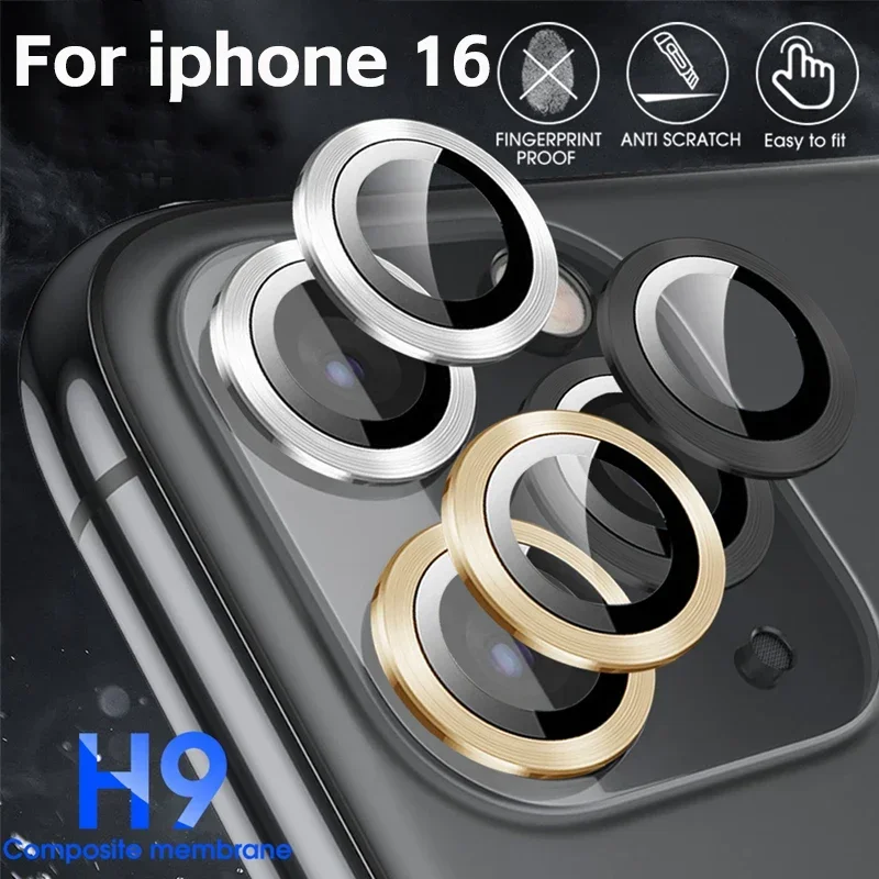 2-3 uds para IPhone 15 17 16 Pro Max película protectora de lente de cámara anillo de Matel de titanio + película de teléfono de cubierta transparente HD de vidrio templado - imagen 2