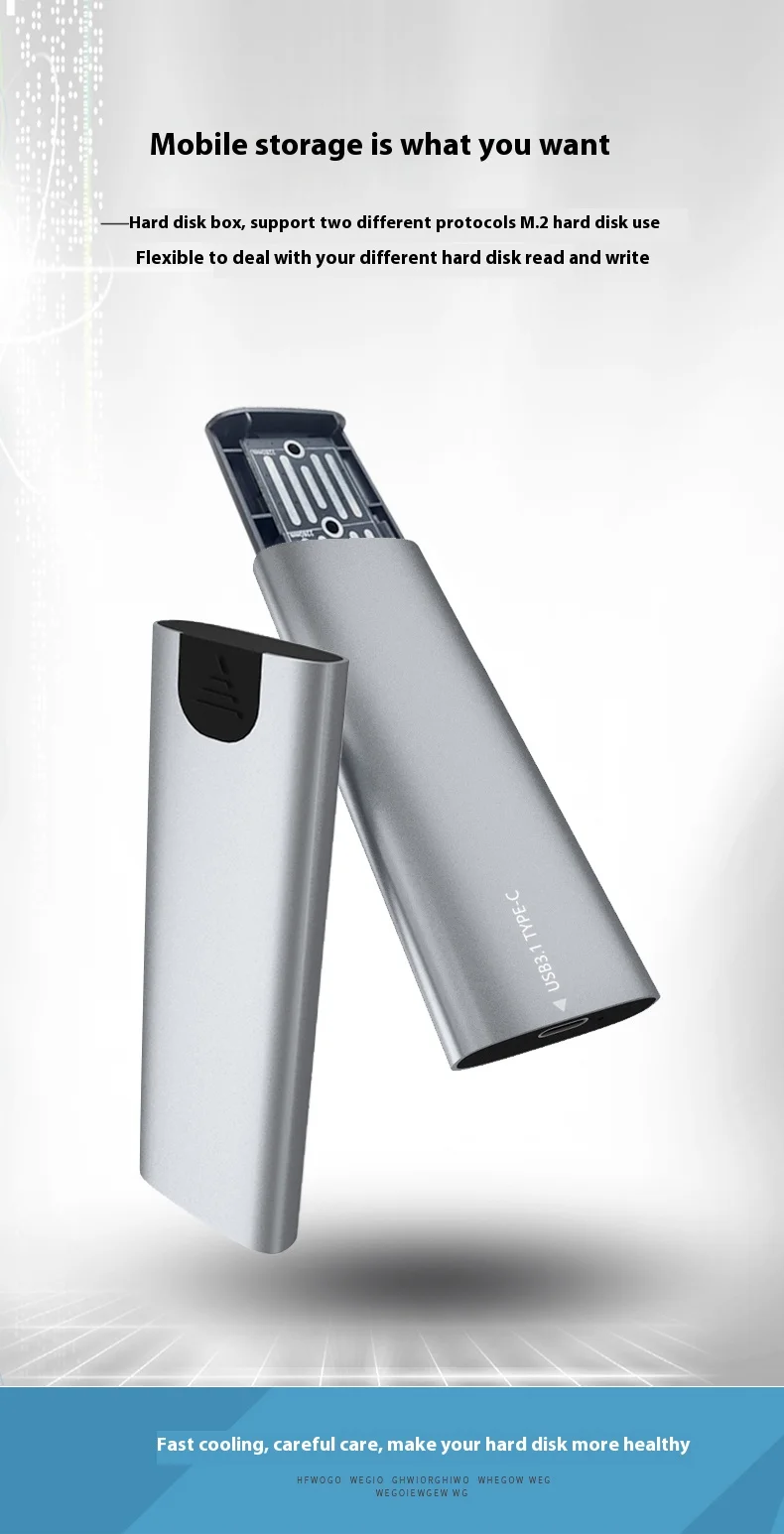 Caja metálica M2 SSD protocolo PCle NVMe 10Gbps M.2 a USB tipo C 3,2 Gen 2 carcasa externa NVMe portátil SSD Box 2280 ordenador - imagen 2