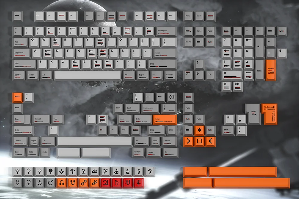 TUT Cherry Profile Search Plan R2 Dye Sub Keycap Set, PBT grueso para teclado 87 tkl 104 ansi xd64 bm60 xd68 xd84 BM87 BM65 - imagen 2