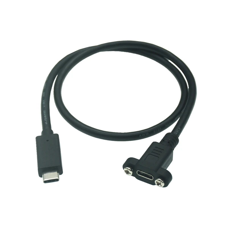 Cable de extensión macho a hembra, Conector de bloqueo de agujero de tornillo, espaciado de Cable de datos de carga de 18mm, 1M, 0,5 M, tipo C, USB-C - imagen 3