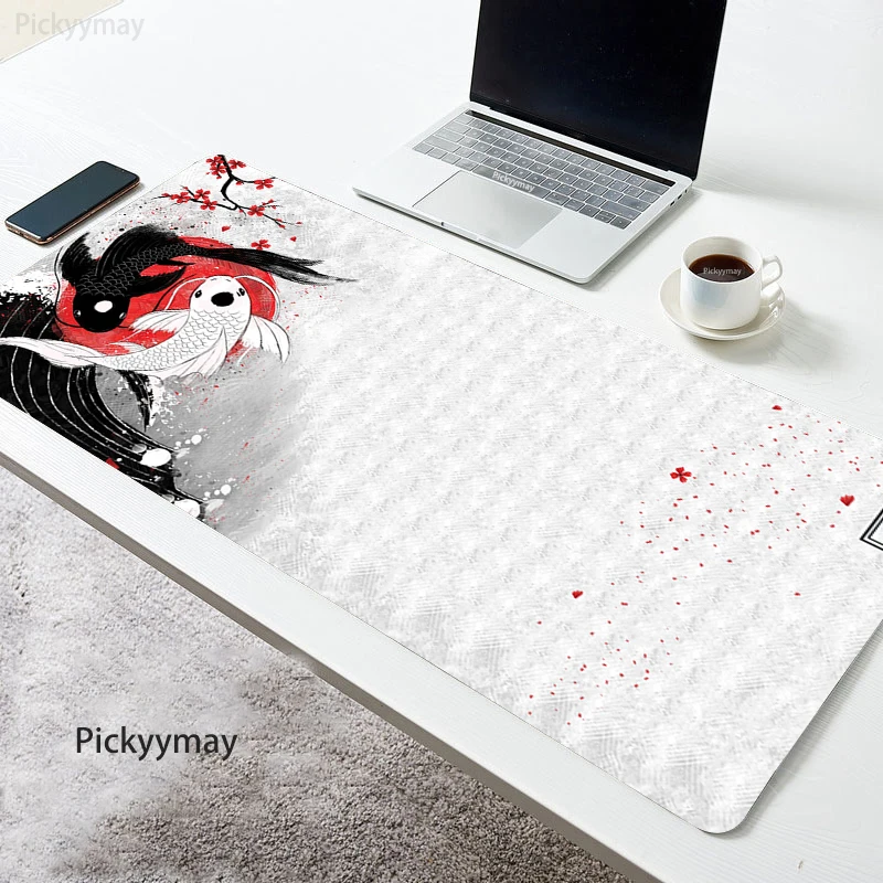 Alfombrilla de escritorio Great Wave para Gaming, alfombrilla de ratón negra para Gaming, accesorios de oficina Kawaii, tapete artístico para teclado - imagen 5