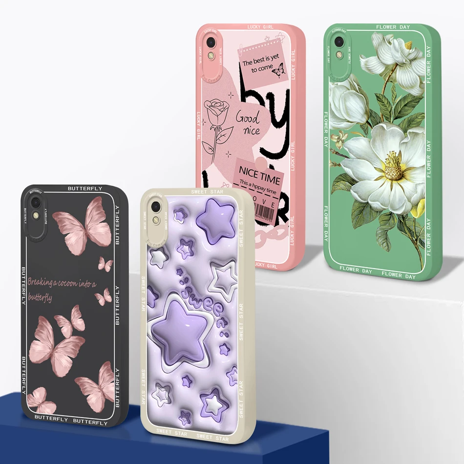 Funda de silicona líquida para móvil, carcasa de protección completa para Redmi 9 9C 9A, Funda trasera antideslizante para Xiaomi Redmi9 9 A C - imagen 2