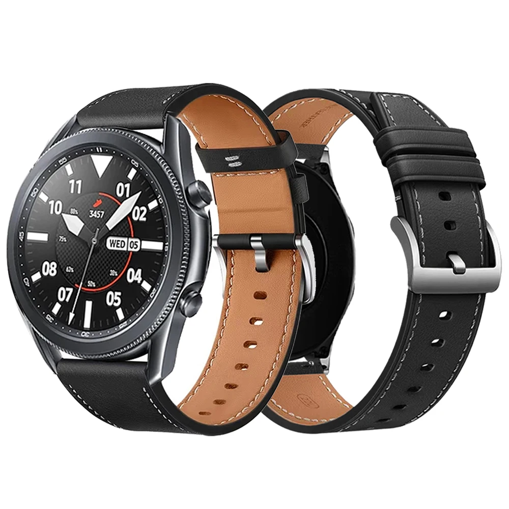Correa de cuero de 20mm y 22mm para Samsung Galaxy Watch Active 2 Watch 3/6/4/5 Pro 45mm 40mm 44mm S3 pulsera Galaxy Watch 7 correa de reloj