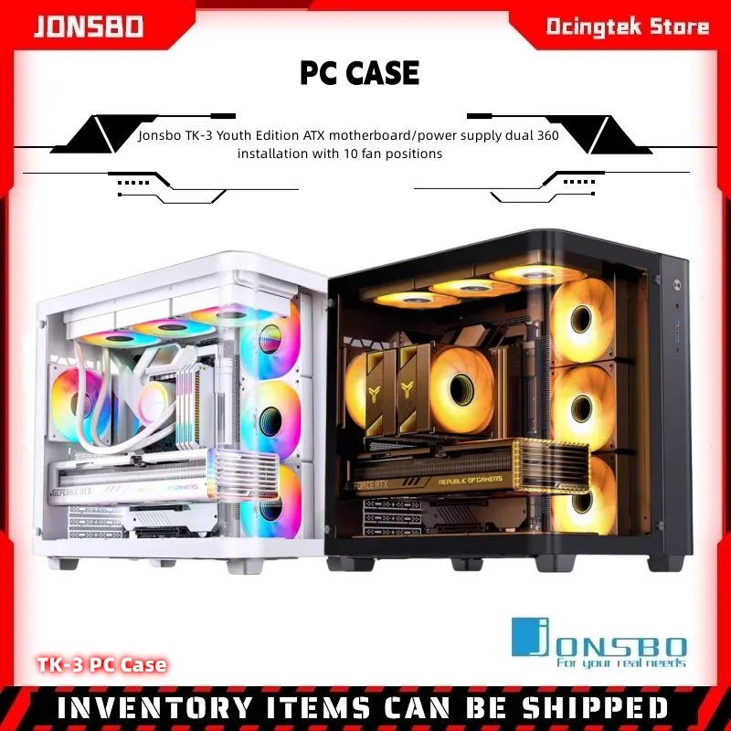 Placa base/fuente de alimentación Jonsbo TK-3 Youth Edition ATX instalación dual 360 con 10 posiciones de ventilador