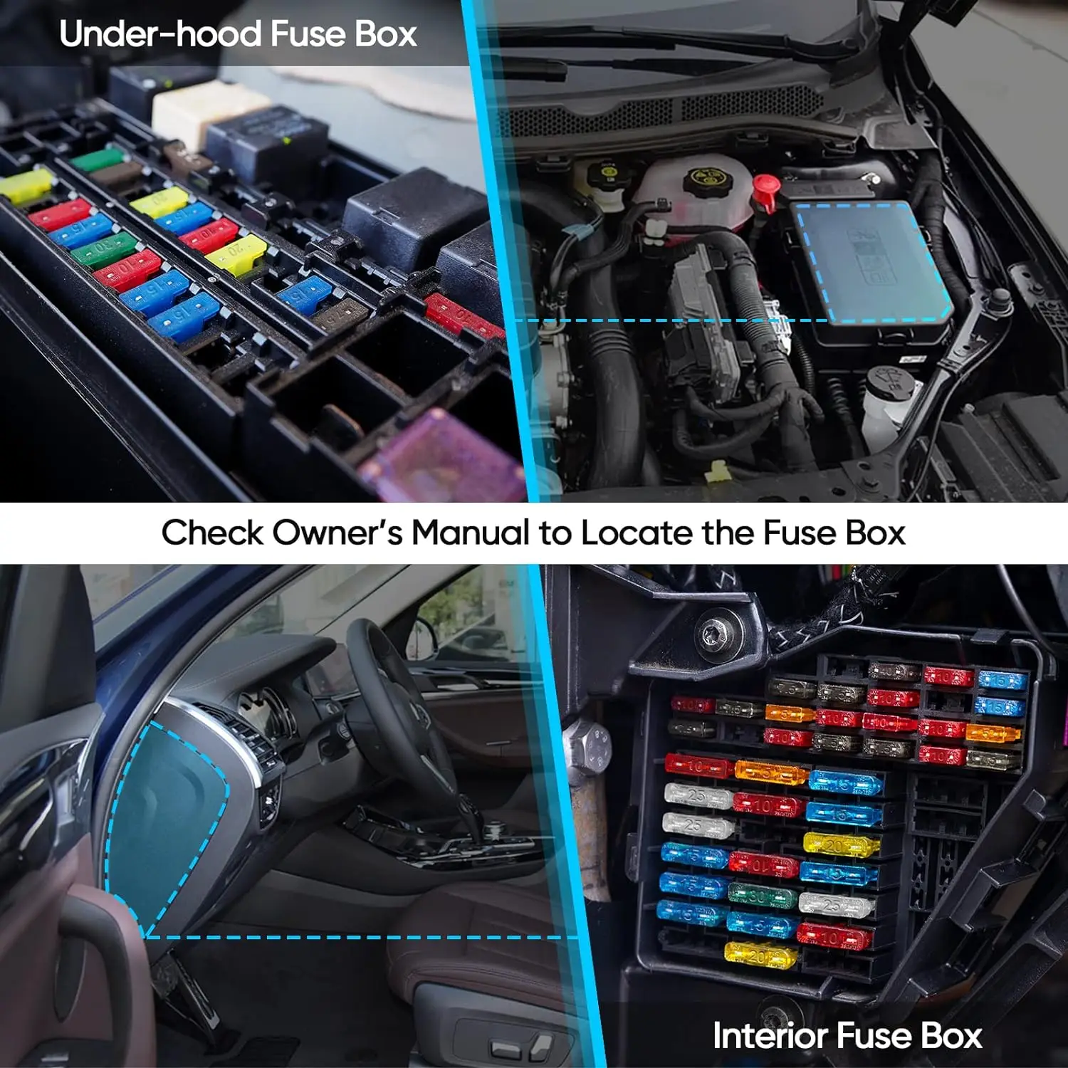 Kit surtido de fusibles para coche, 300 Uds., fusibles automotrices tipo hoja, fusibles de repuesto de tamaño estándar y Mini para coche/RV/camión/motocicleta - imagen 3