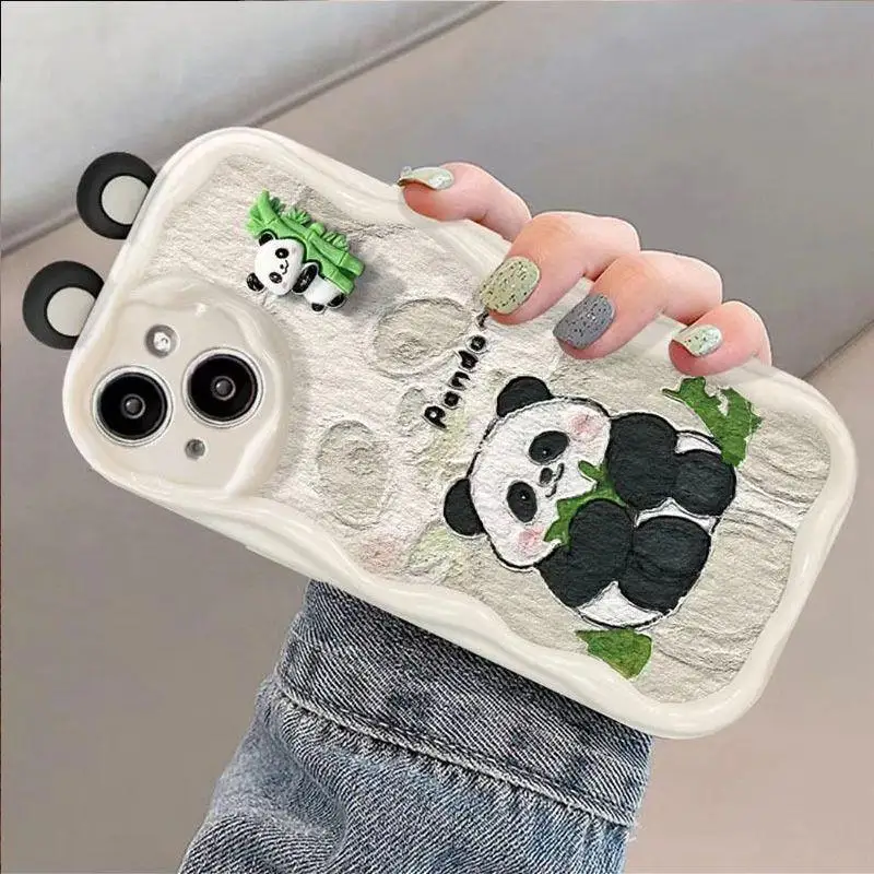 Funda de teléfono de Panda 3D de dibujos animados para VIVO, Y22S, Y36, Y17S, Y21, Y33S, Y21S, Y35, Y15S, Y15A, Y01, Y16, Y20, V29E, V30E, V25, V23, V27, V30 Pro - imagen 4