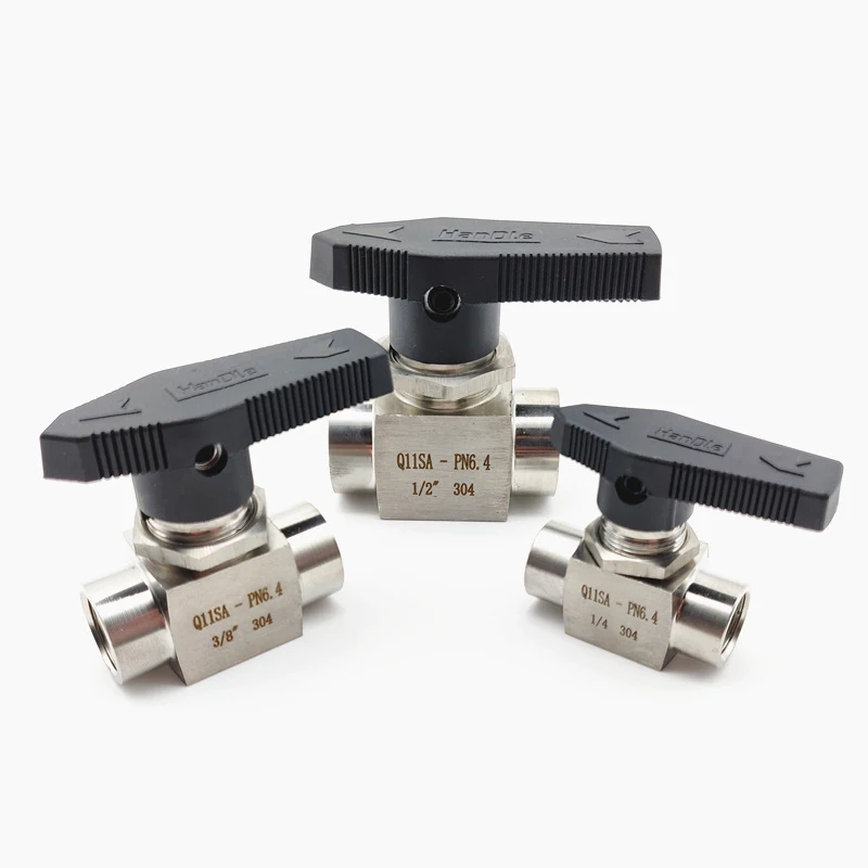 Válvula de bola de rosca hembra G1/8 "1/4" 3/8 "1/2" 3/4 "304" "de acero inoxidable de alta presión, tipo de Panel de 2 vías, válvula de bola NPT recta