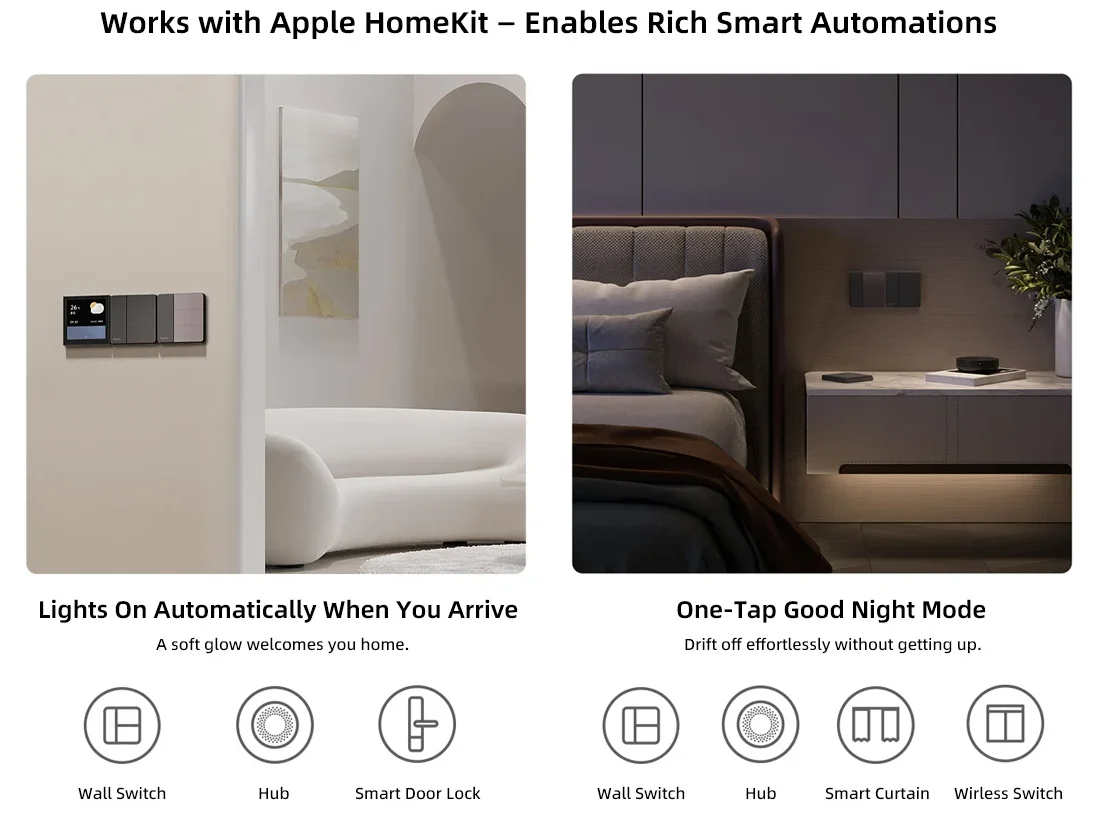 El interruptor de escena inteligente Aqara Z1 funciona con la aplicación Mi Home HomeKit No requiere cable neutro Control remoto para múltiples luces - imagen 4