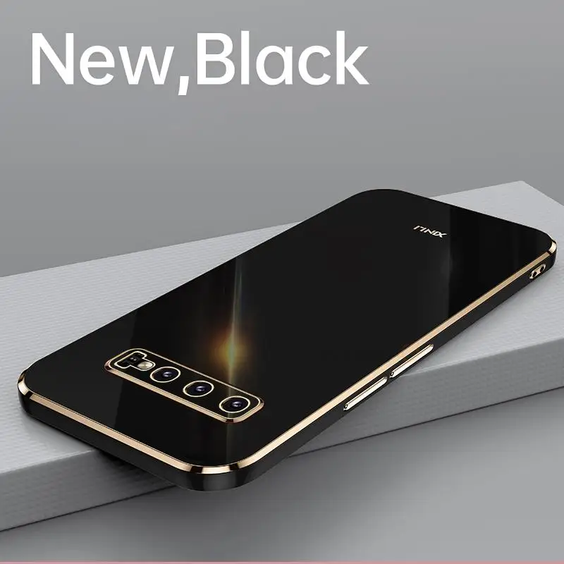 Funda de teléfono con soporte de anillo chapado para Samsung Galaxy S10 Plus S10plus S 10, funda de silicona suave con parachoques dorado de lujo - imagen 3