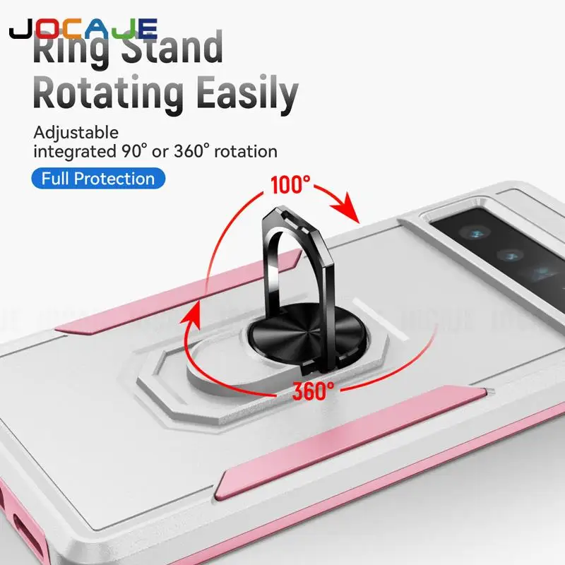 Funda con soporte de anillo para Google Pixel 8A 8 Pro 7A 7 6A 6, armadura resistente de doble capa a prueba de golpes, cubierta trasera dura mate - imagen 5