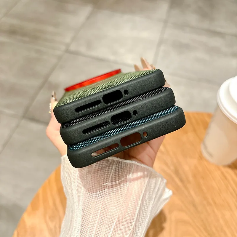 Para VIVO iQOO 13 funda magnética ELVEV Anti-huella digital Anti-goteo duro PC tejido PU cubierta de teléfono de cuero - imagen 3