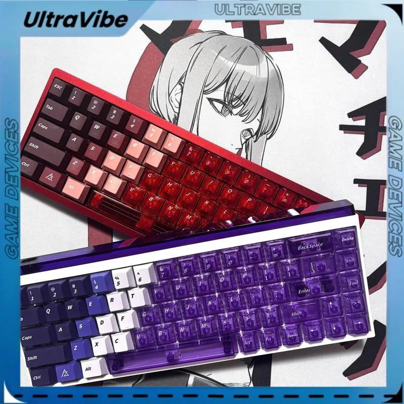 Teclas transparentes con degradado para Pc en varios colores, 132 teclas, Material Uv Pbt, teclas de teclado mecánico personalizadas, regalos